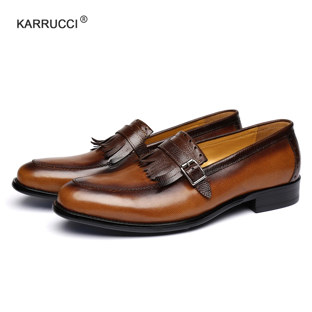 KARRUCCI/роскошные мужские лоферы черного и коричневого цвета из натуральной кожи с