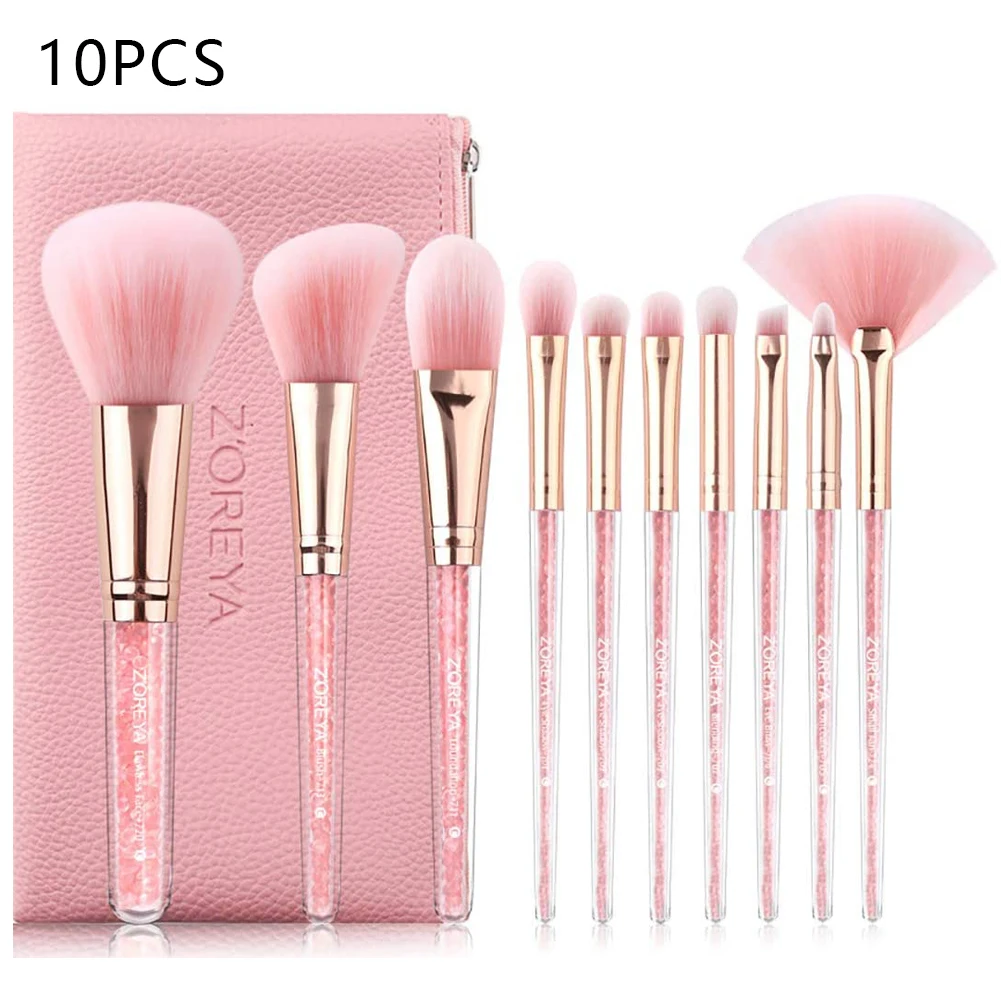 

10 шт., набор розовых блестящих кистей для макияжа