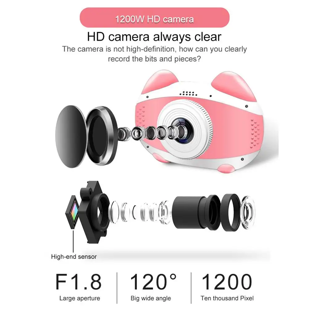 Умная WiFi Детская цифровая камера с мультяшным котом HD 1080p Студенческая дорожная