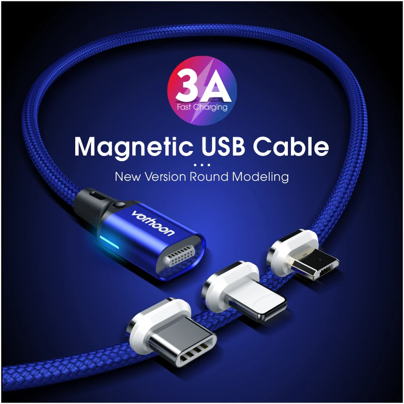 Vothoon 3A Магнитный USB-кабель для быстрой зарядки Micro USB Type C кабель iPhone Samsung Xiaomi
