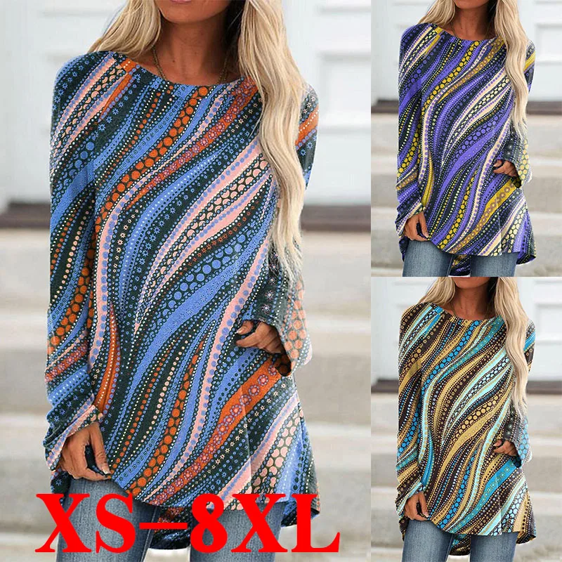 Женская футболка в горошек с длинным рукавом и круглым вырезом | одежда