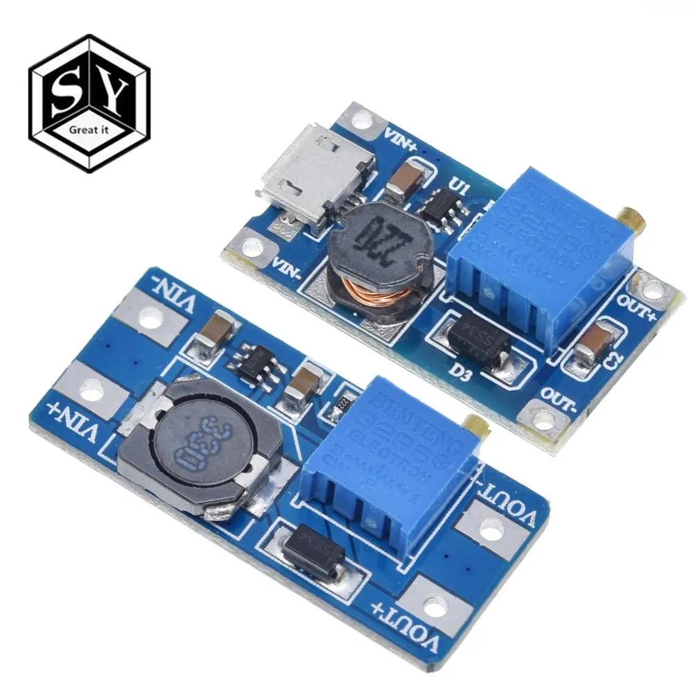 1 шт. Great IT MT3608 2A Max DC-DC Повышающий Модуль питания усилитель мощности 3-5 в до 5 В/9 В/12 В/24 В