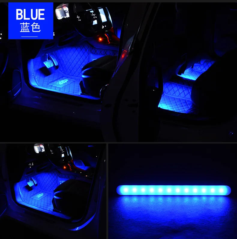 Автомобильный RGB светодиодный музыкальный голосовой Звук управление Автомобильный интерьер декоративная атмосфера Авто RGB дорожка напольный светильник с пультом дистанционного управления 12 В
