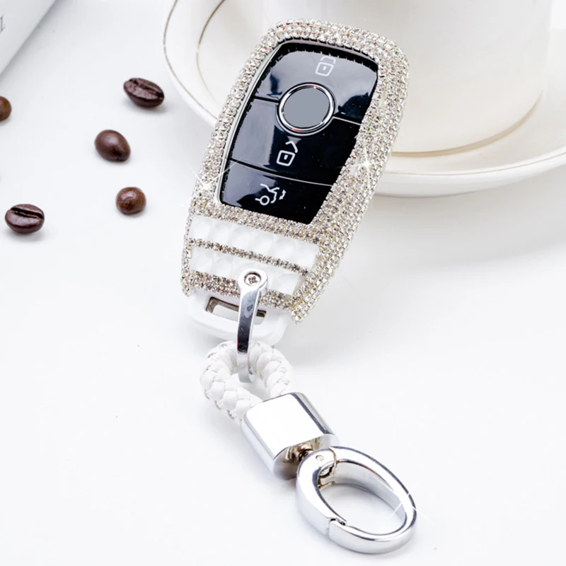 

Diamond Crystal Car Key Cover Case For Mercedes Benz E Class E300 W202 W210 W213 2017 2018 Protector Shell Keychain Accessories
