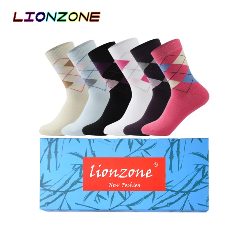 LIONZONE/весенние теплые бамбуковые женские носки с бриллиантовым узором Лидер