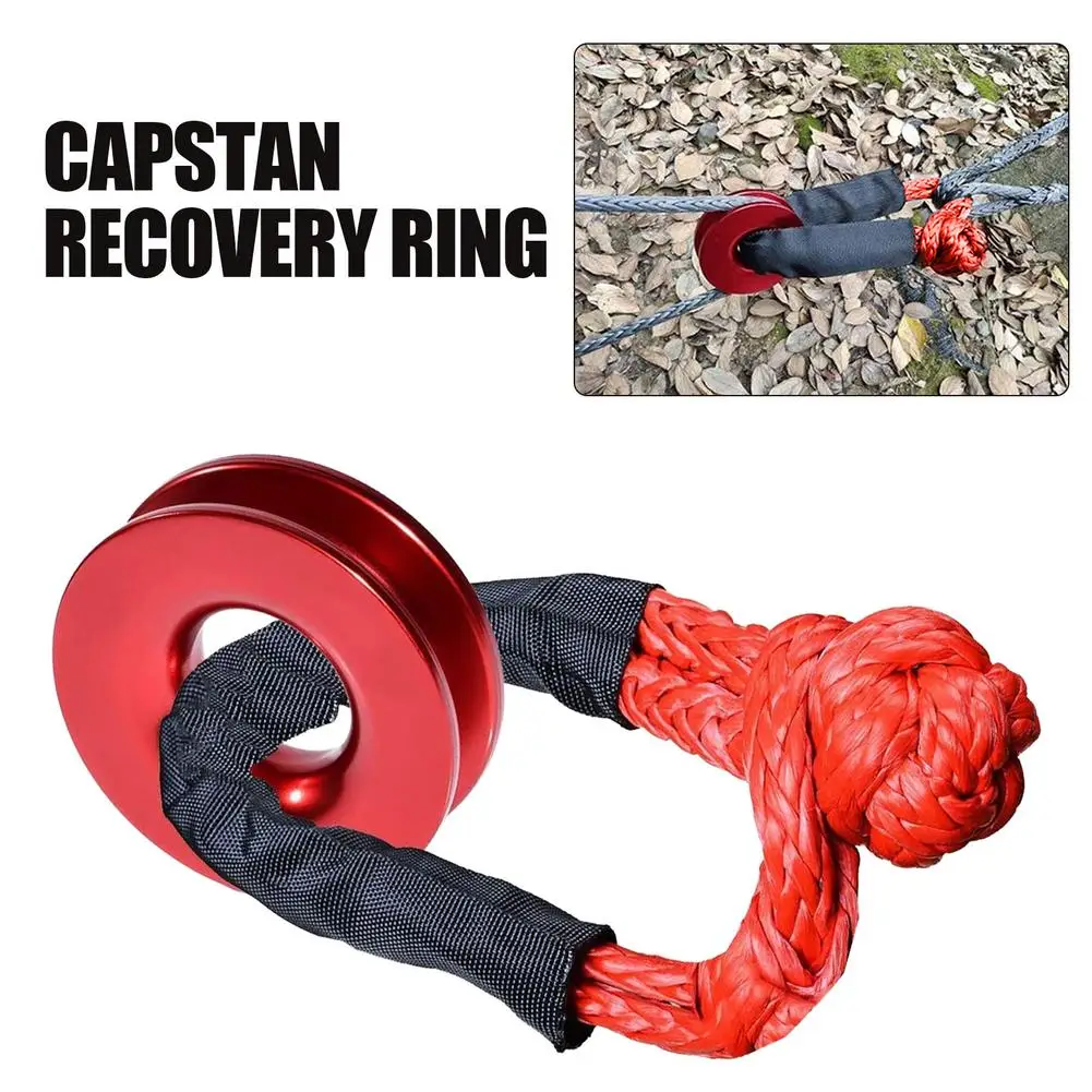 

Car Recovery Ring Trucks Towing Rope Loop Snatch Soft Shackle With Protective Sleeve Winch Pulley Strap Capstan ATV Cable Hook