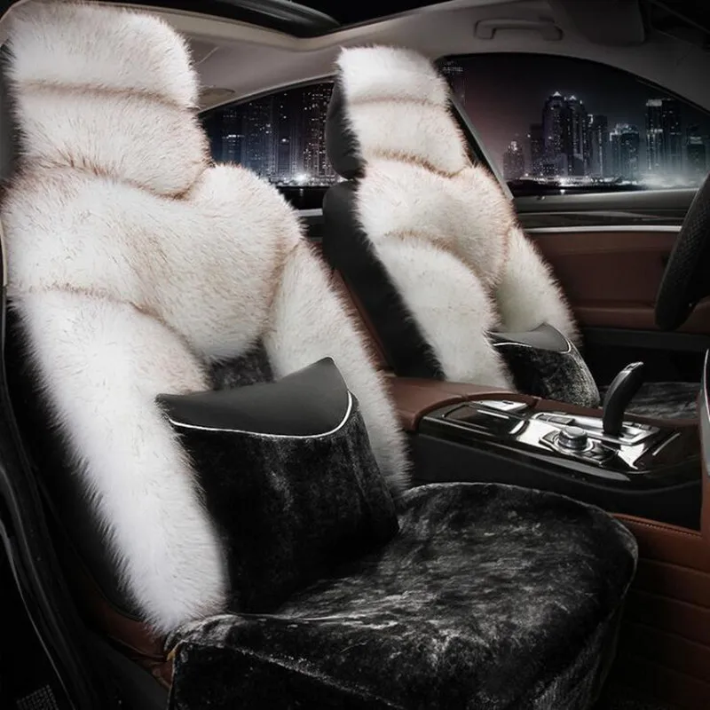 Роскошные чехлы на автомобильные сиденья из натуральной овечьей шерсти 5 сидений