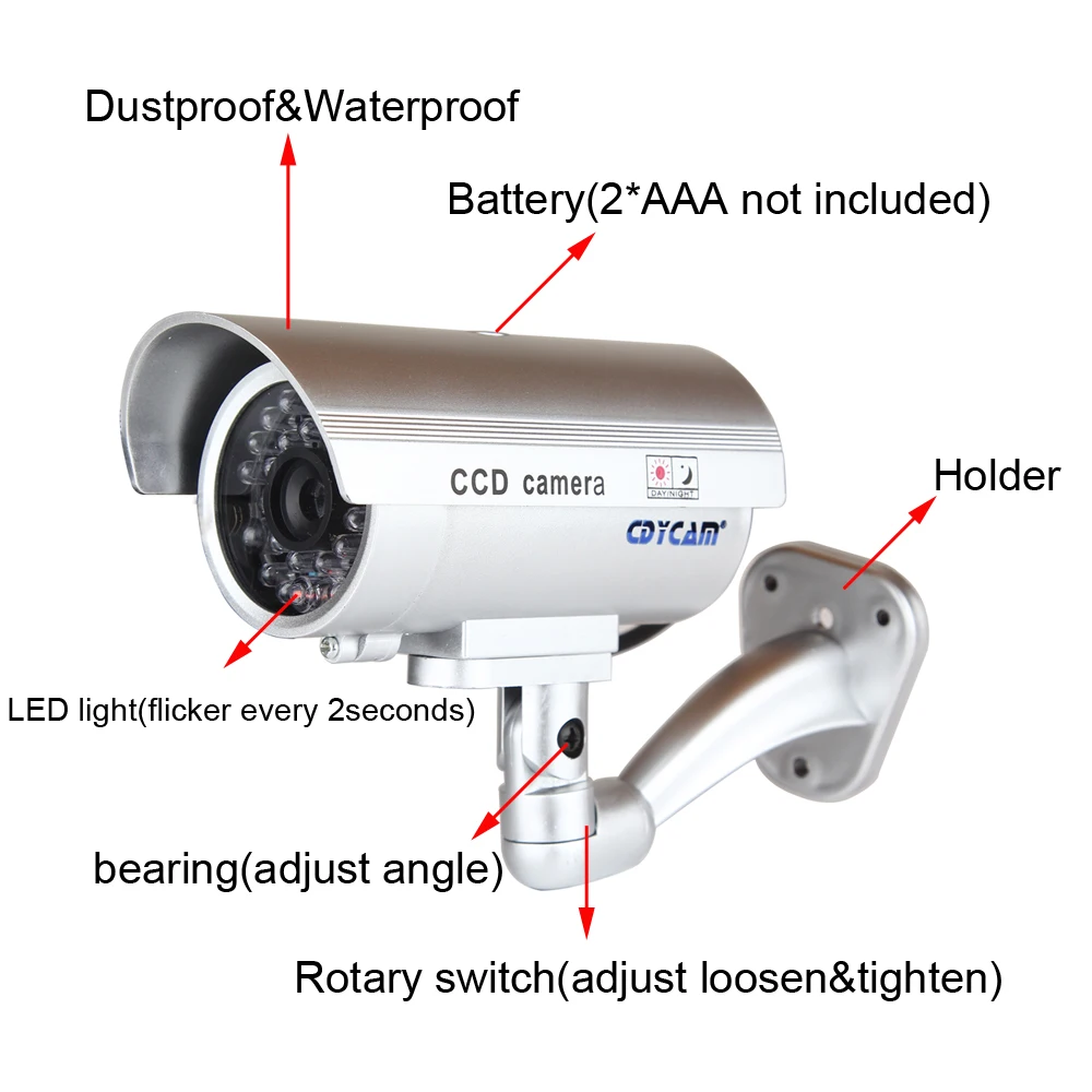 Cdycam Fake Dummy Camera Bullet Waterproof Outdoor Indoor Security CCTV Surveillance With Flashing Red LED Free Shipping | Безопасность