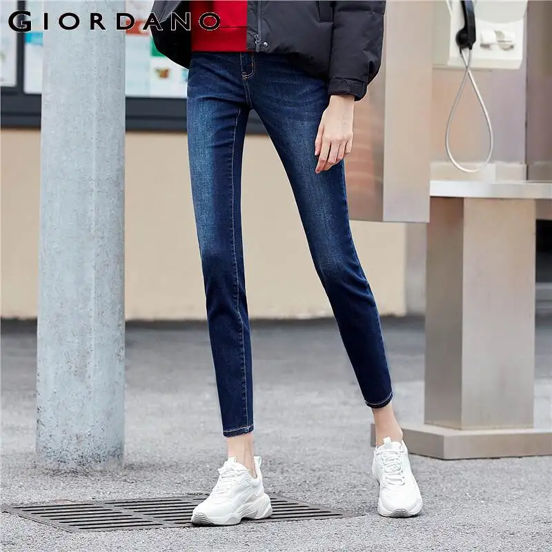 Giordano/женские джинсы из джинсовой ткани с усами Узкие женские до щиколотки брюки