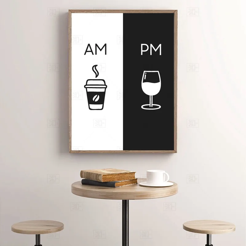 Современная картина Am Coffee PM винный знак настенный Декор для дома Печатный постер