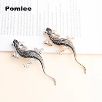 pomlee black lizard brooches for women cute fashion animal pins summer style shining jewelry kids accessories good gift