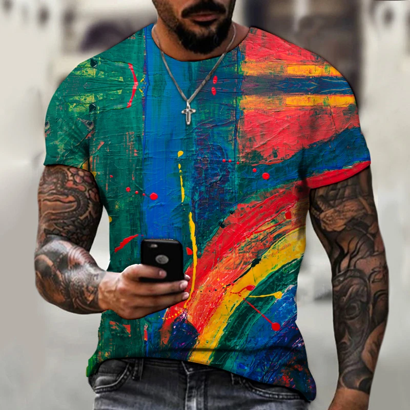 

New fashion men's T-shirt 3D rendering printing summer fashion short-sleeved daily casual round neck sports breathable shirt
