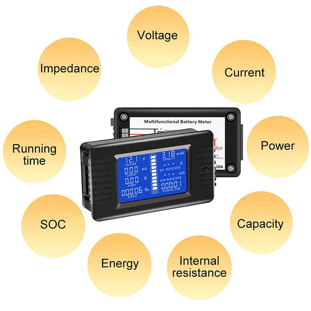 Battery Tester With 300A Shunt 200V Voltage Current Power Capacity Resistance Meter Screwless Installation Monitor | Инструменты