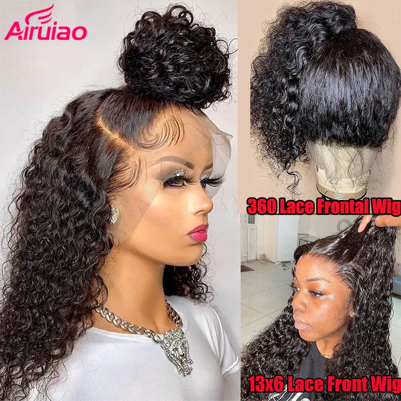 

360 Lace Frontal Water Wave Wig Deep Curly Wave 13x4 HD Transparent Front Human Hair Wigs For Women Preplucked with Babyhair
