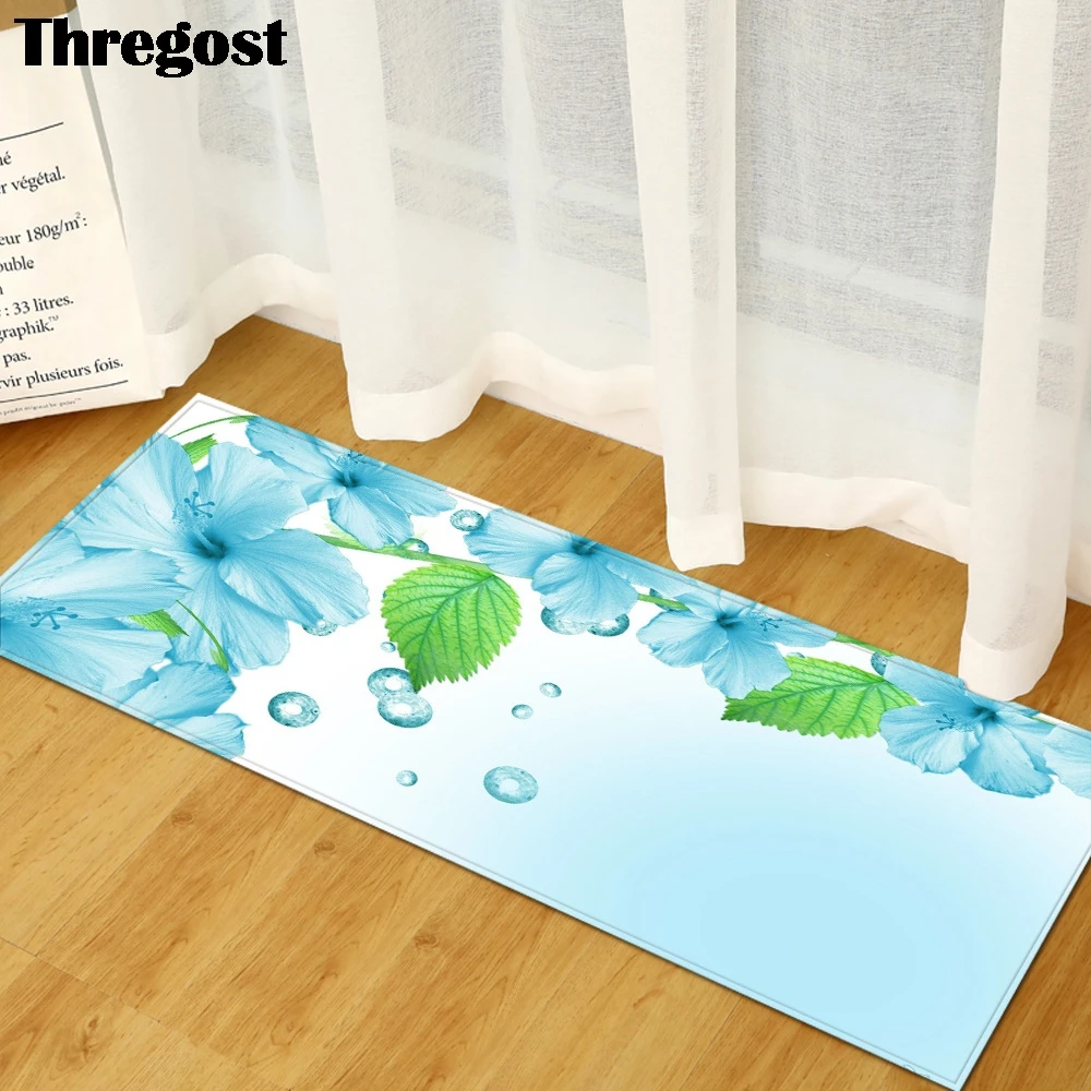 Зеленые длинные напольные коврики Thregost с живописным принтом Декор для дома