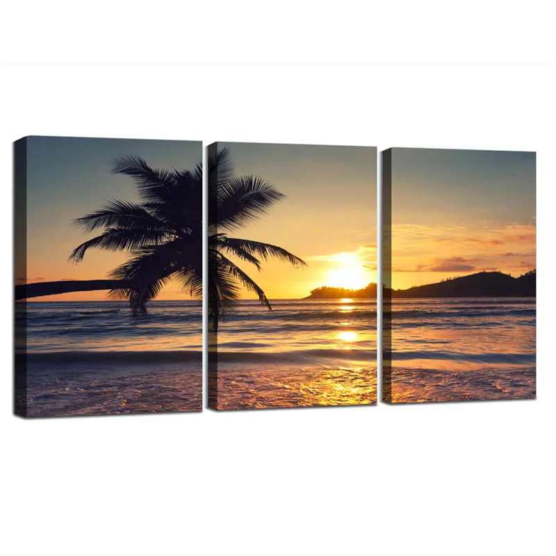 

Sunsets натуральная морская пляжная Картина на холсте Кокосовая пальма пейзаж постер в рамке и принты Настенная картина для гостиной