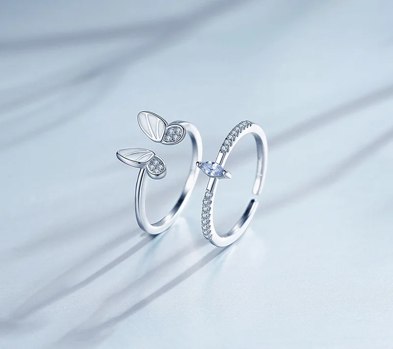 

2 Pcs Butteryfly Matching Rings for Women Horse Eye Dainty Crystal Finger Rings Wedding Jewelry envio gratis anillos para pareja