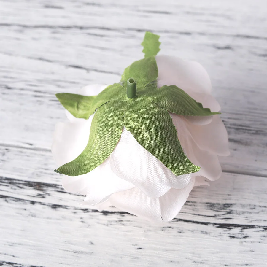 

5pcs artificial roses white silk fake roses flower faux heads high quality DIY wedding home decoration scrapbook accessories