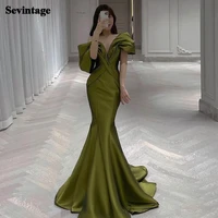sevintage chic off the shoulder long evening party dresses satin pleated women formal dress special occasion night club gowns