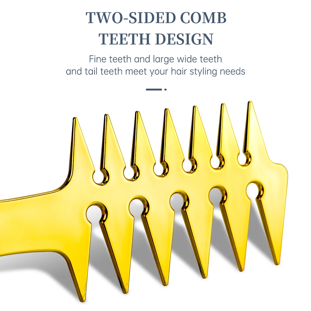 Plating Gold S-shape Curved Large Wide Tooth Styling Comb Curly Hair Oil Head Barber Salon Hairdressing For Men | Красота и здоровье