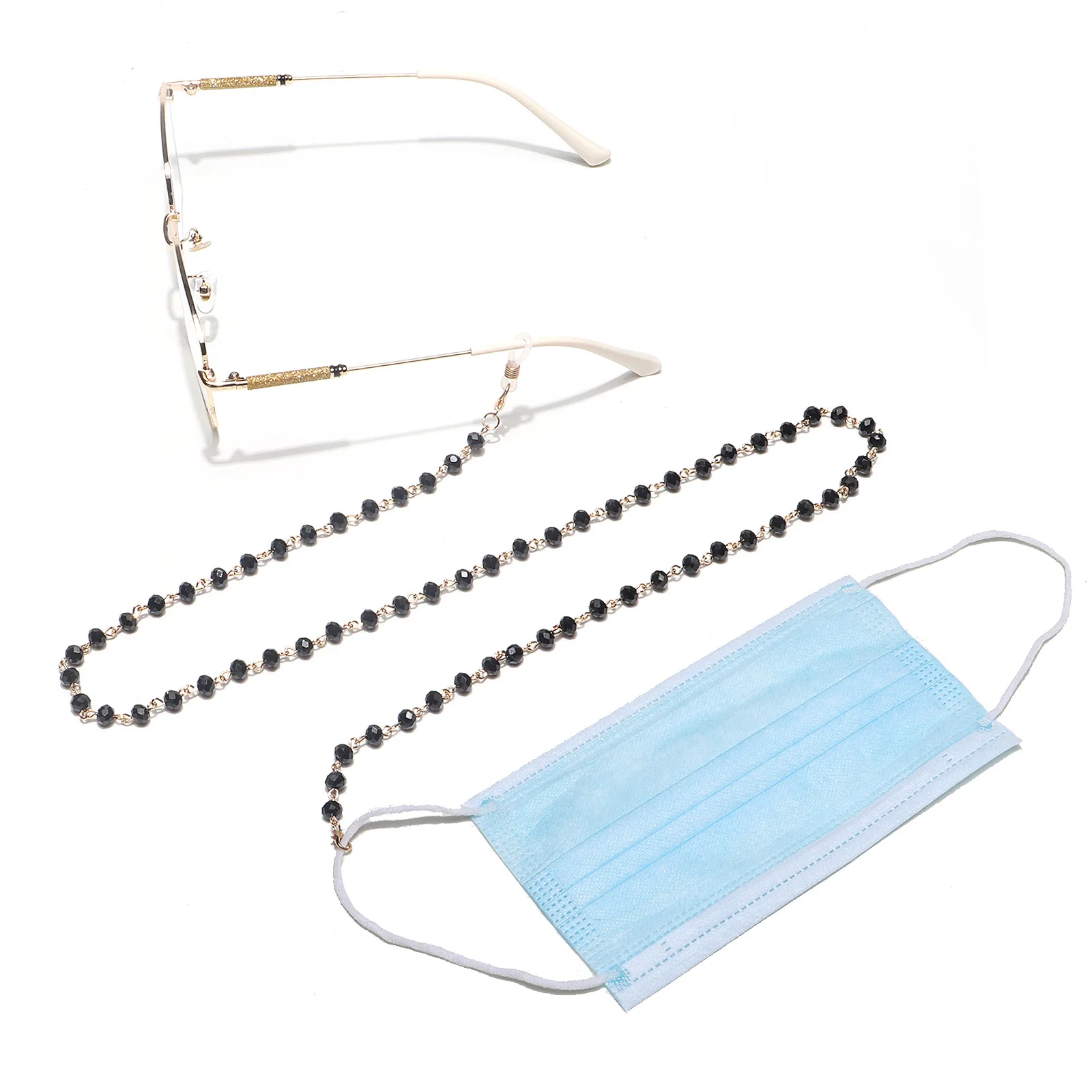 

2020 Chic black crystal glasses rope mask chain Holder sunglasses chain glasses accessories