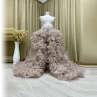 Роскошный очень с юбкой из тюля; Юбка в пол Длина со шлейфом Для женщин Detachabl фотографии юбки с оборками индивидуальный заказ