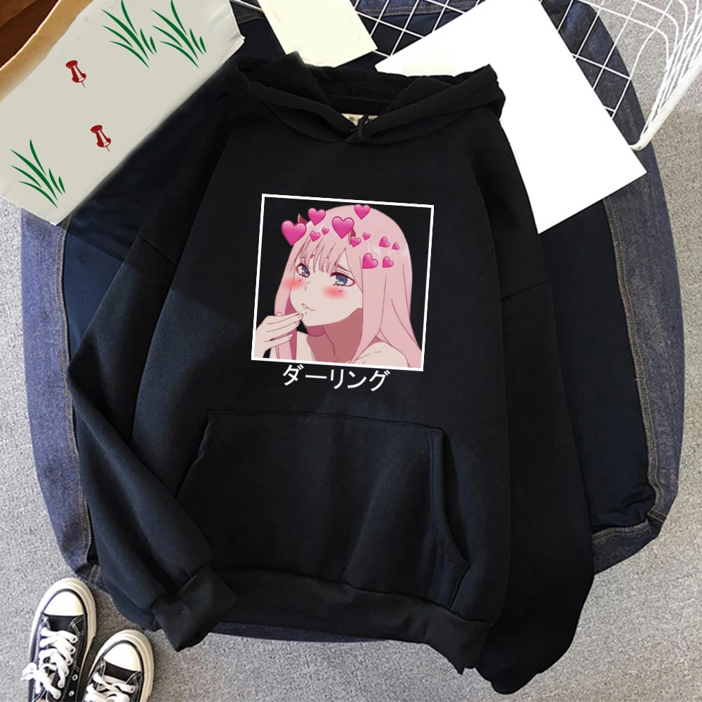 

Женские милые толстовки в стиле аниме Harajuku Zero Two, Женский свитшот 90-х, эстетичный пуловер для девушек, Зимние Топы с длинным рукавом