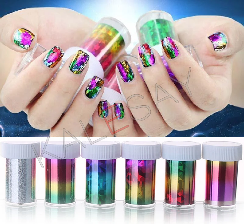 

Nails Decorations Broken Mirror Glass Nail Foil Sticker for Nails Manicure Tips Decal Art Nail Accessories Japanese Nail Art