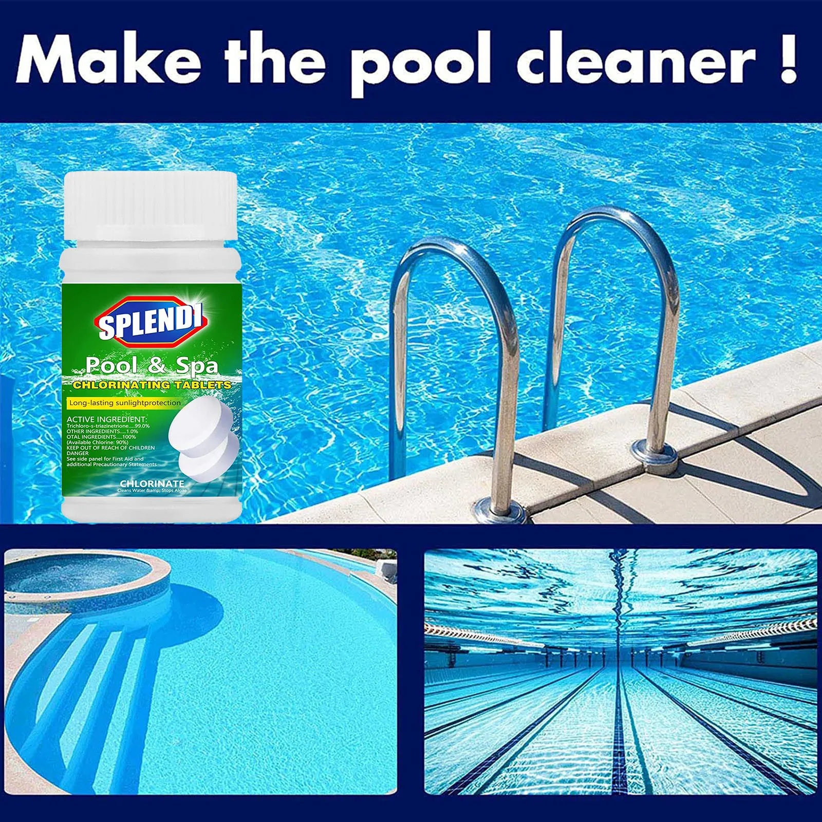 

Pool Effervescent Cleaning Tablets Chlorine Tablets Cage Disinfectant Swimming Pool Clarifier Multifunctional Cleaner 50/300g