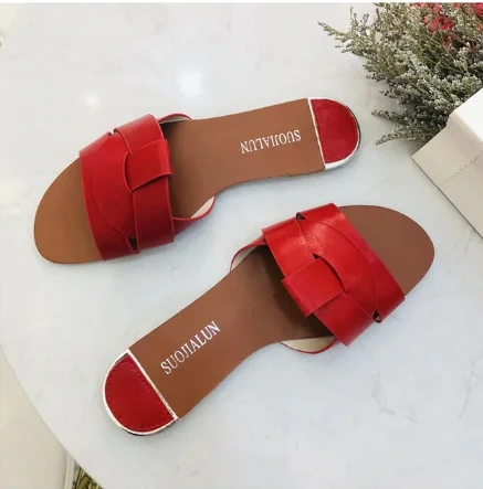 Тапки YEELOCA женские на плоской подошве сланцы пляжные шлепанцы летние m002 Размеры 35