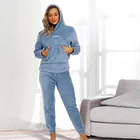 Женский флисовый Пижамный костюм кораллового цвета, фланелевые пижамы с теплыми толстовками и брюками, теплая зимняя домашняя одежда для отдыха и досуга