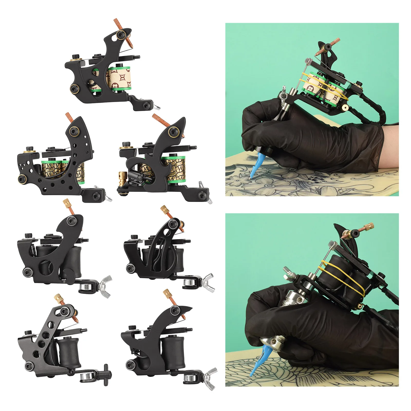 

Тату-катушка, пулемет, 8 обертываний, подкладка, рама из чугуна