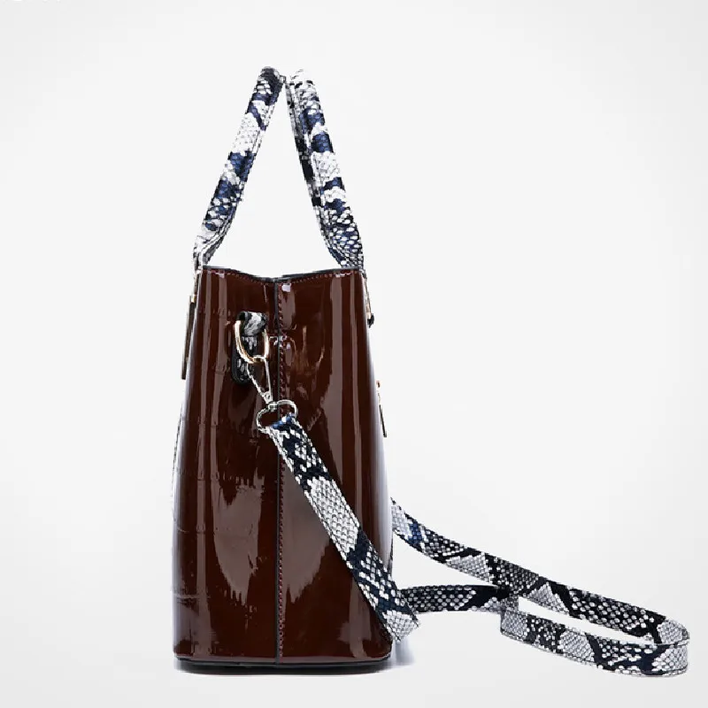 

lady luxury elegant top-handle bag for women snake alligator pattern pu patent leather wedding one shoulder bag