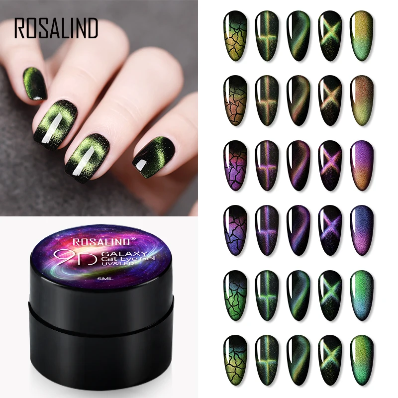 ROSALIND Gel Nail Polish 5ml 9D Cat Eye Magnetic For Art Set Manicure Semi Permanent Base Top Varnish | Красота и здоровье