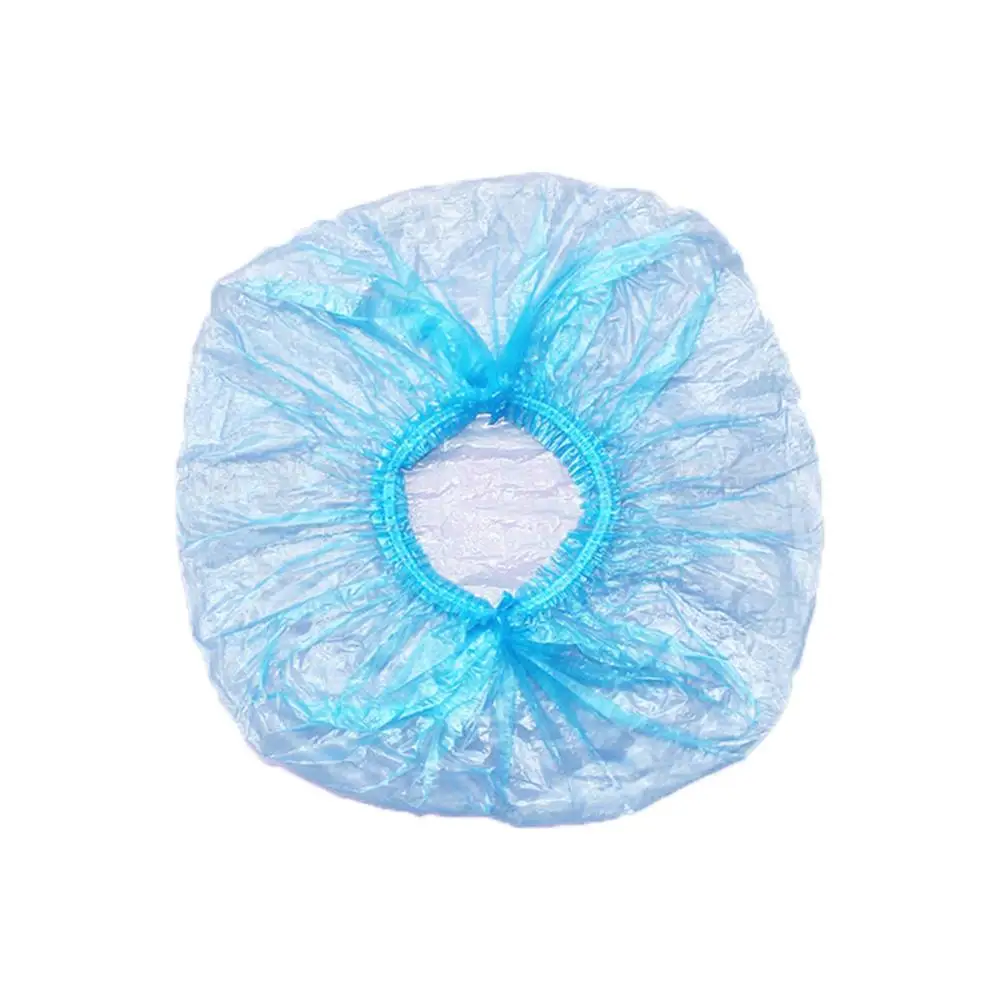 plastic 100pcs 100 шт одноразовая шапочка для душа из нетканого материала, плиссированная шапка против пыли, набор для женщин и мужчин, банные шапки для волос для спа-салона, аксессуары для красоты - Цвет: plastic 100pcs