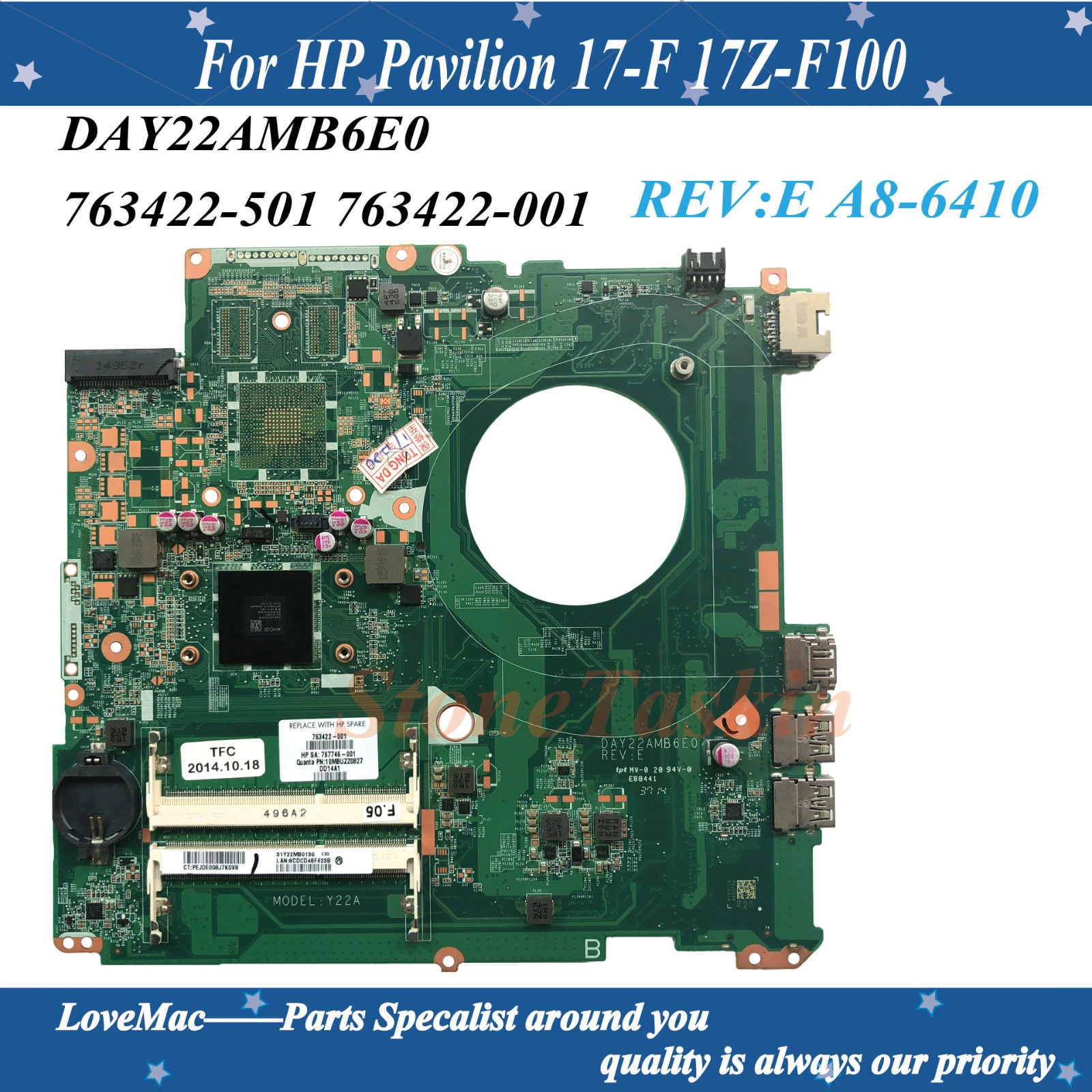 Высокое качество 763422-501 763422-001 для HP Pavilion 17Z-F000 17-F Материнская плата ноутбука DAY22AMB6E0