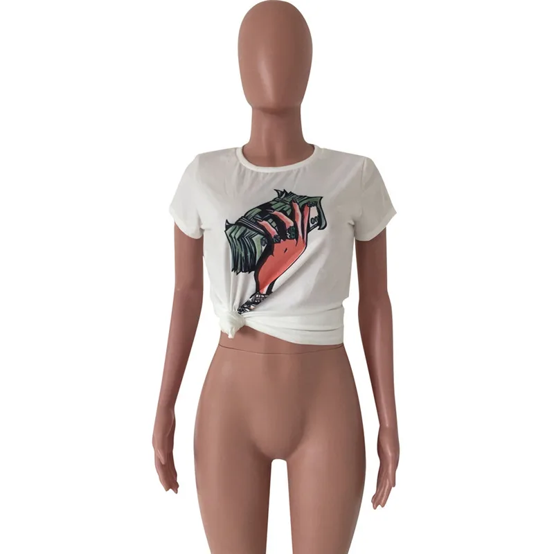 Женская футболка с коротким рукавом белая Повседневная забавная в стиле