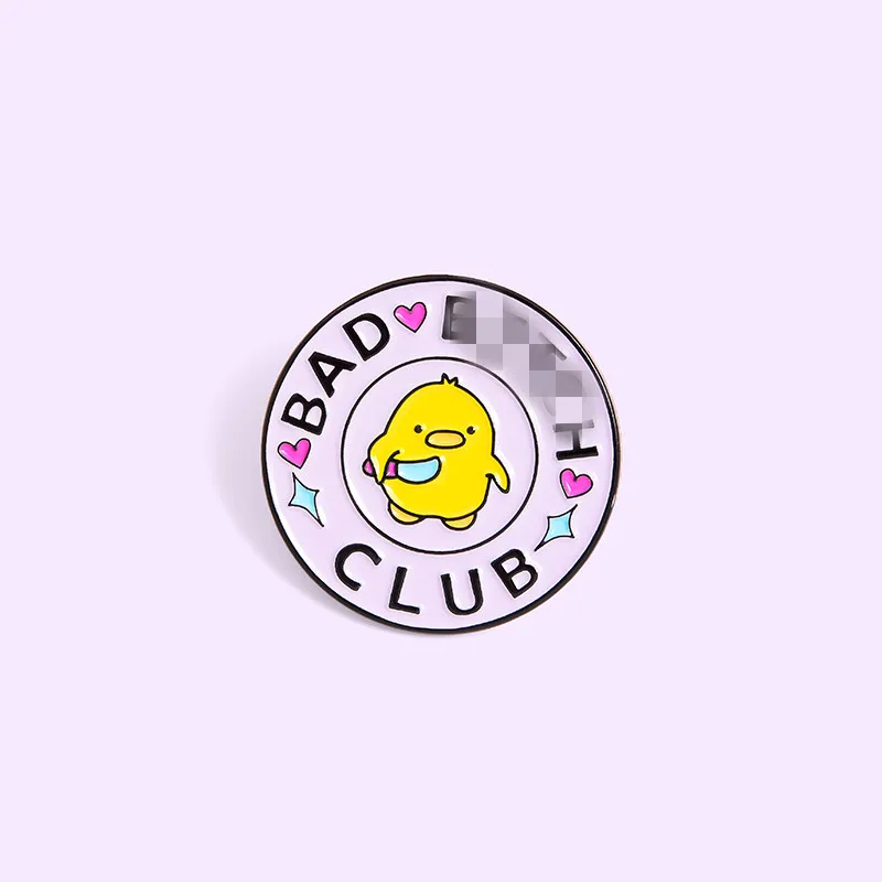 Мультфильм желтый цыпленок металлическая эмалированная брошь круглый Bad BCH