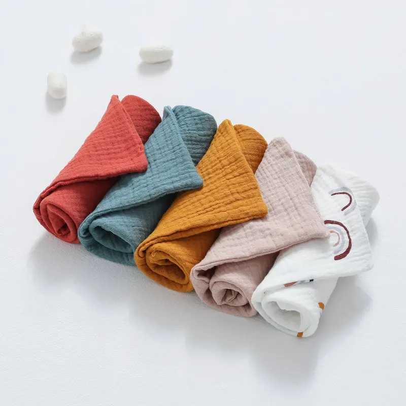 

5pcs Towel Baby Face Cloth Baby Bath Towel Handkerchief Cotton Burp Cloth Soft Absorbent Gauze Kindergarten Washcloth