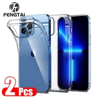 2pcs transparent waterproof phone case for iphone 12 13 pro max case clear soft back cover for iphone 13 mini 11 8 xs shell case