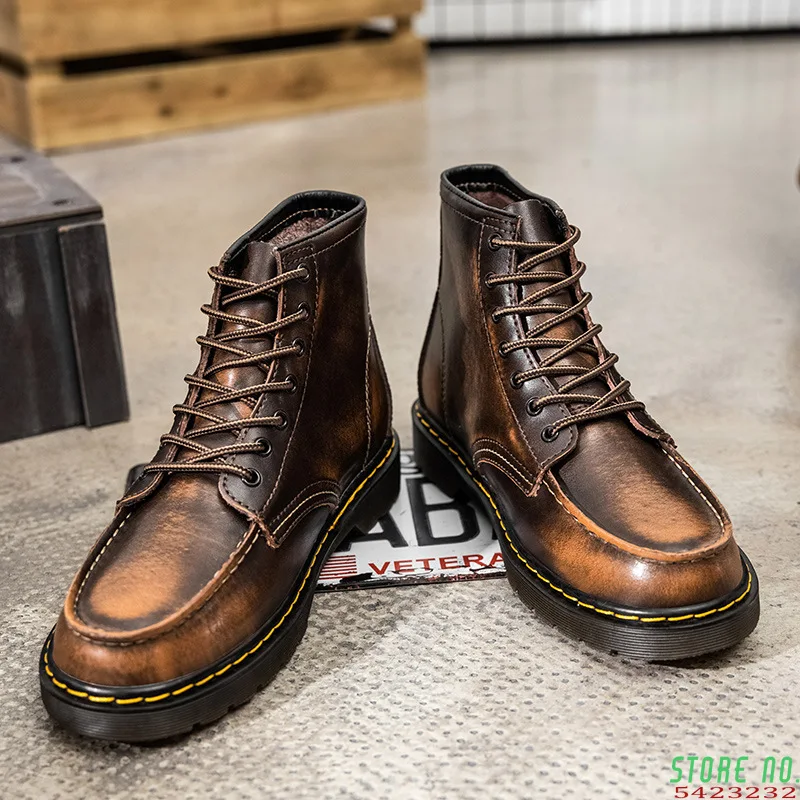 

2021 Autumn and Winter New British Style Fashion Casual All-match Trend Tooling Shoes Round Toe High-top Boots ZZ270