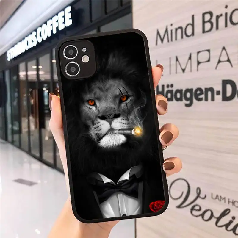 

lion art animal cool Phone Case matte transparent For iphone 7 8 11 12 plus mini x xs xr pro max cover