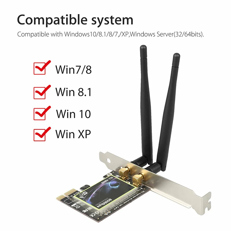 Двухдиапазонный 2,4G/5G PCI-E беспроводная карта Wi-Fi адаптер 600 Мбит/с для настольного компьютера VH99