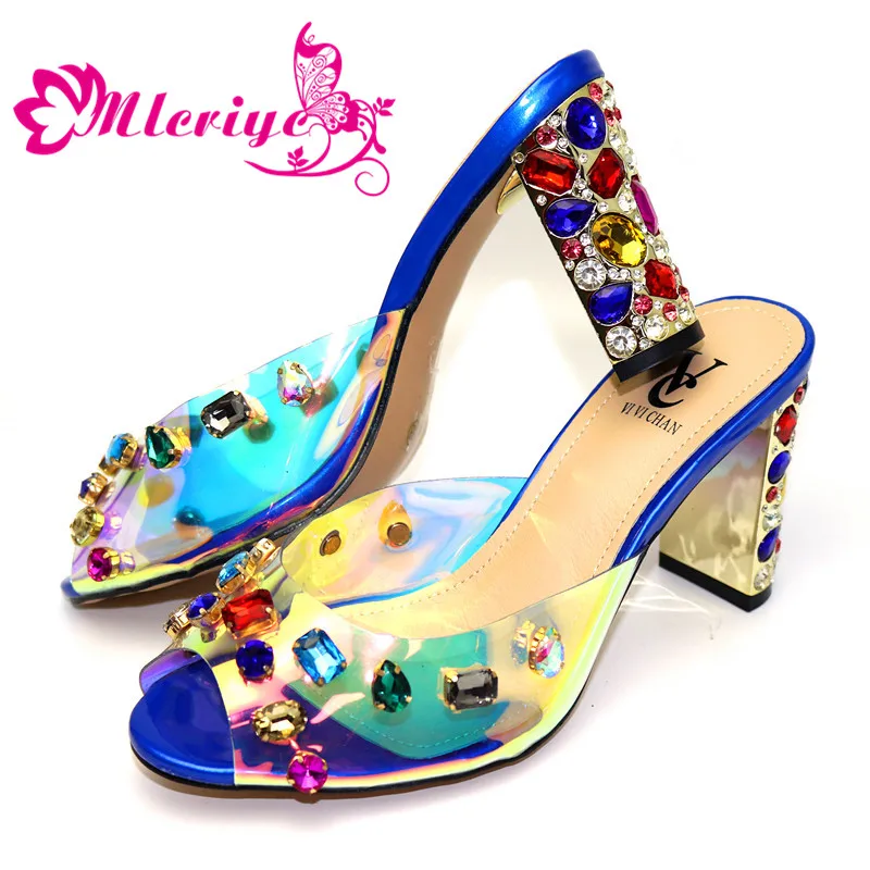 2019 Новое поступление итальянская обувь в комплекте свадебные туфли синего цвета