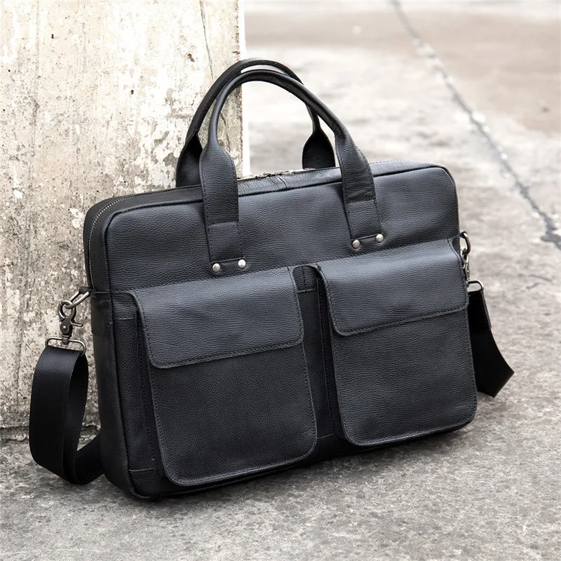 Luxury Italian Genuine Leather Men's Briefcase Business Bag Leather laptop briefcase Men Shoulder Bag Messenger Bag Tote Handbag