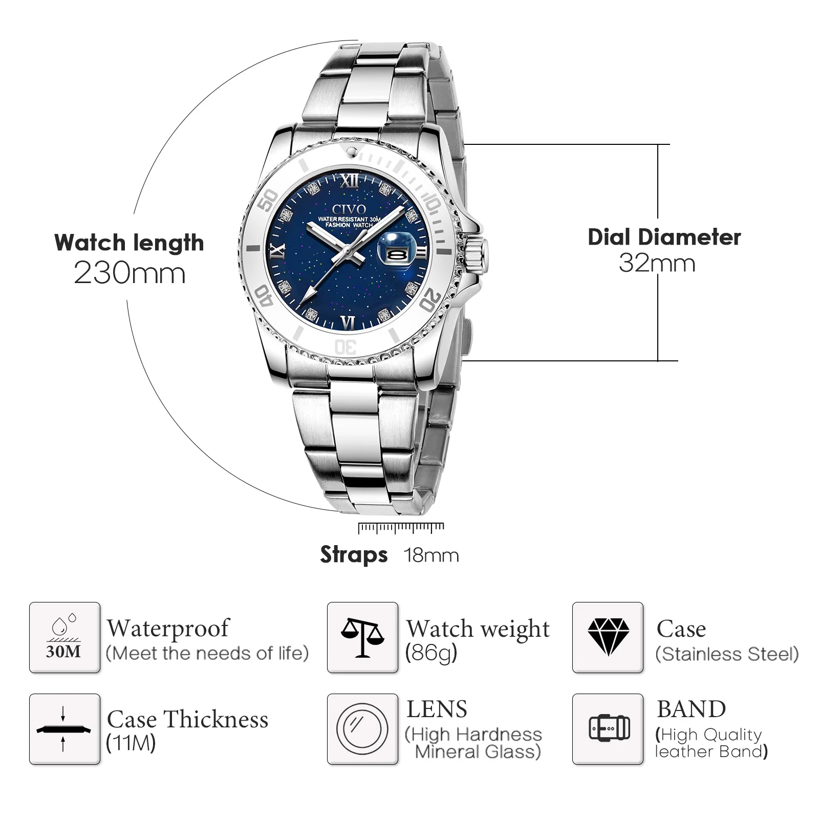 Женские Водонепроницаемые кварцевые часы с изображением звёздного неба |