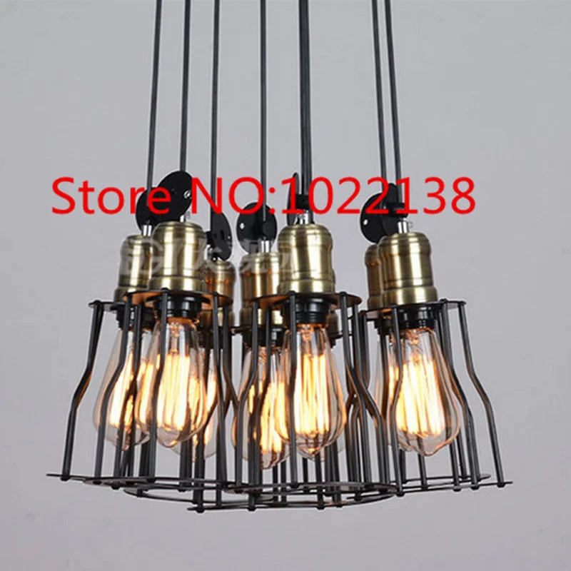 Черная люстра паук с железным покрытием винтажная Ретро Подвеска Эдисона