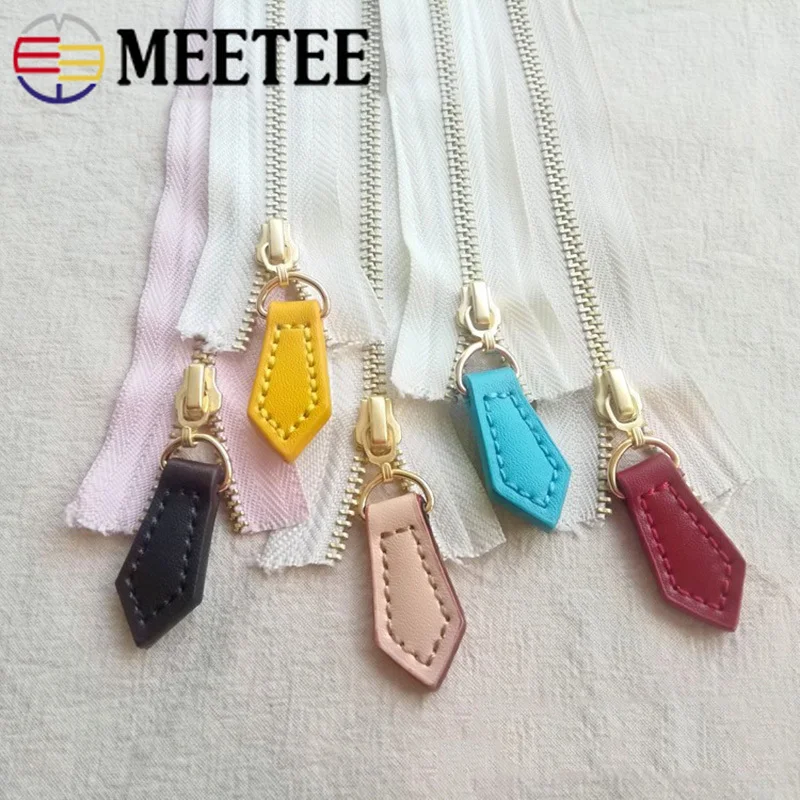 Meetee 10 шт. 1 5*4 см Кожаный молниеносный Съемник замок молния головка DIY ручной