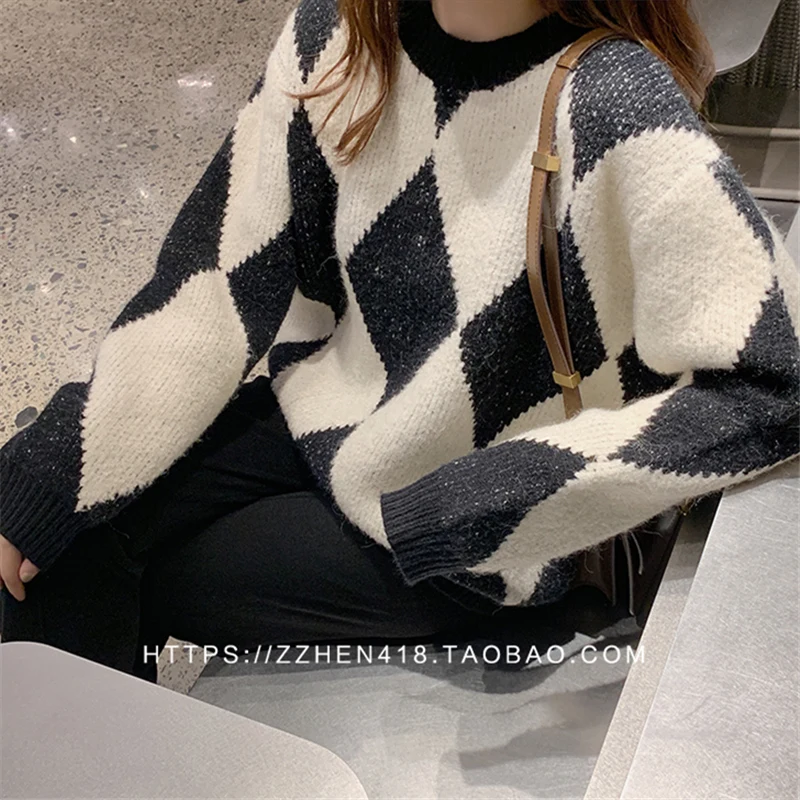 

Retro Chic Hong Kong Style Sweater Women's Fall and Winter Outer Wear 2021 Loose Korean Style Ins Trendy Idle Style Bottoming