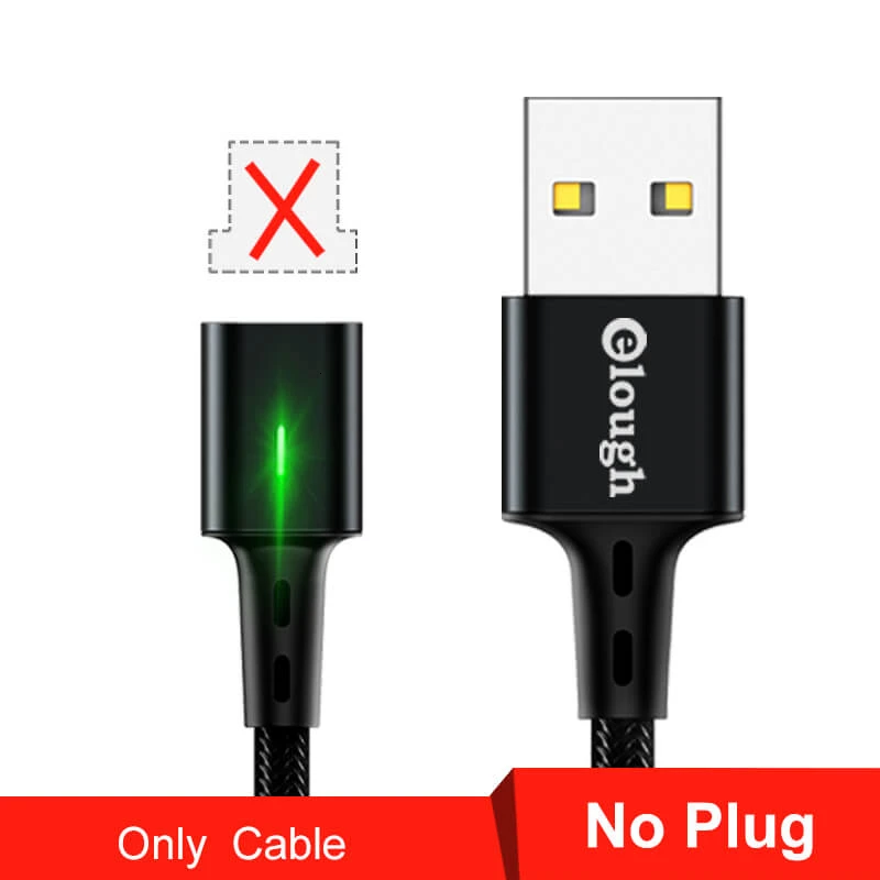 Быстрое магнитное зарядное устройство Elough 3,0 4,0 Micro USB кабель для iPhone samsung Xiaomi Быстрый Магнитный шнур для зарядки телефона type C кабель - Цвет: Only Black Cable